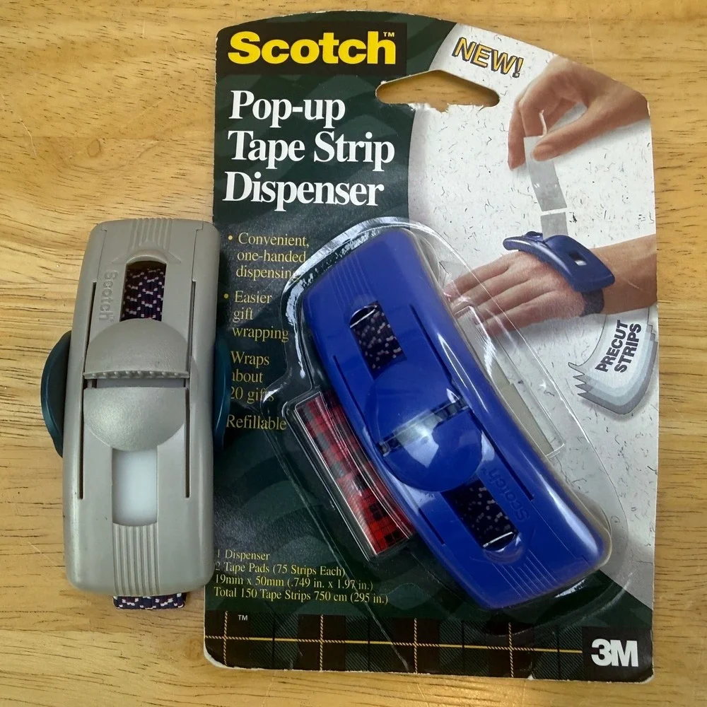 Scotch Pop-up Tape Strip Dispenser Set 3M Wrist Wearable Blue New Grey + Extra